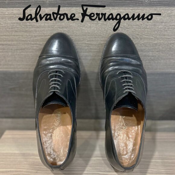 Salvatore Ferragamo - Men's 7.5 Cap Toe Oxford - New Topy Soles & Italian Heels - Picture 7 of 16